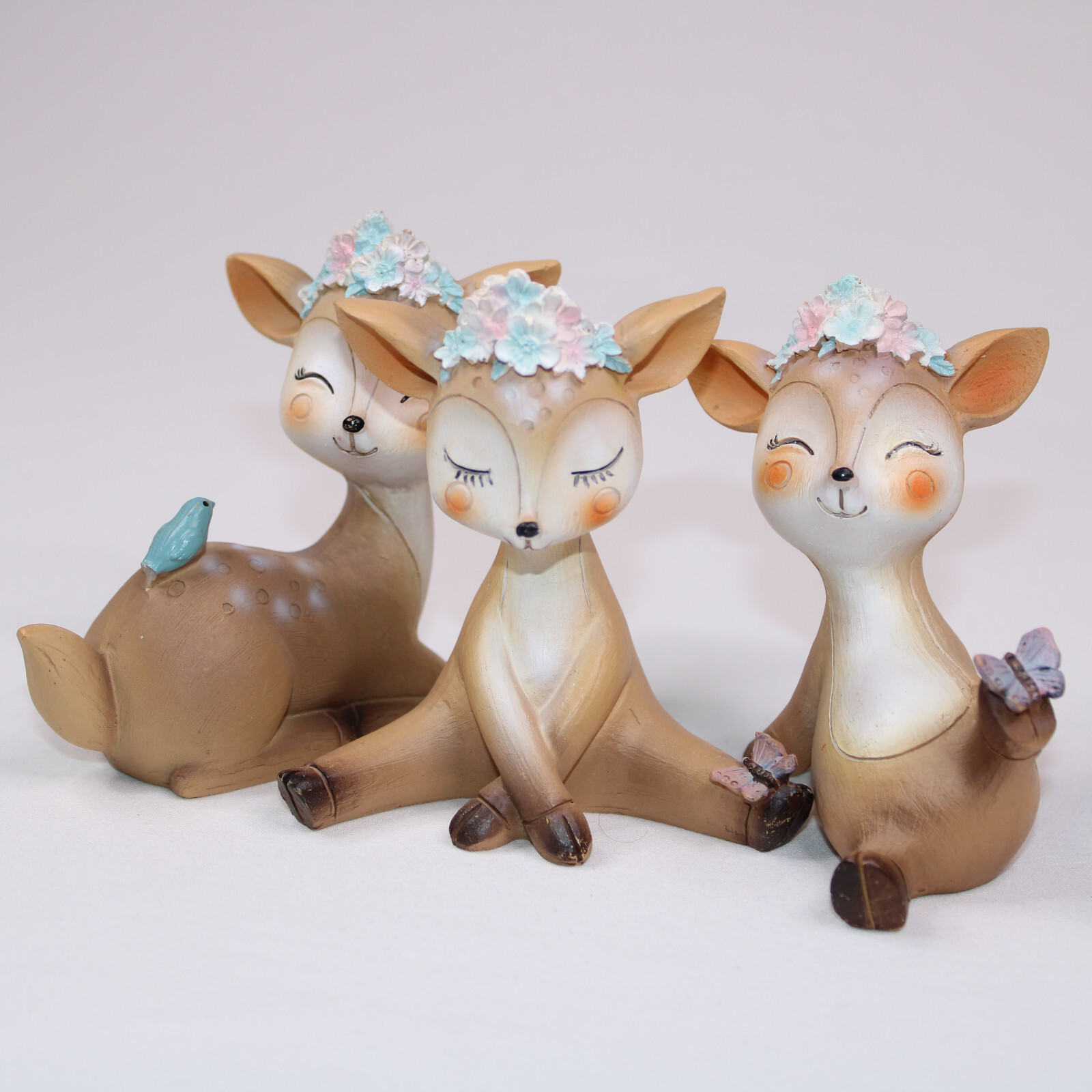 Christmas Deer Figurines 3 Pack Cake Topper Woodland Animal Doe Fawn Dec... - $14.52