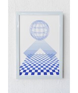 Abstract Geometric Blue White Square Circle Wall Art Decor Digital Download - £4.36 GBP
