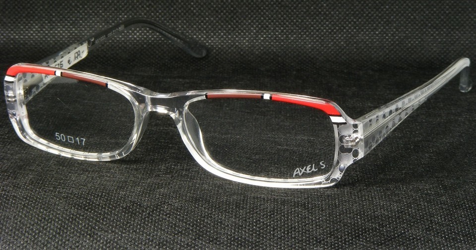 AXEL S. AX1033 217 CLEAR /RED /WHITE /BROWN EYEGLASSES 50-17-143mm Germany - $86.36