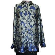 Floral Satin Long Sleeve Blouse Size Small - £27.06 GBP