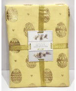 Easter Yellow Gold Mettalic Egg Fabric Tablecloth Home Decor 60&quot; x 84&quot; - €27,75 EUR