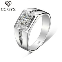 CC Jewelry 925 Silver Rings For Men Fashion Luxury Adjustable White Gold-Color W - £8.65 GBP