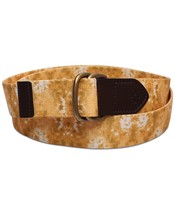 Sun + Stone Men&#39;s Geo D-Ring Web Belt with Faux-Leather Trim Yellow L 38-40 - £11.00 GBP