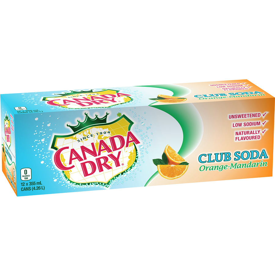 Primary image for 12 Cans of Canada Dry Club Soda Mandarin Orange, 355ml Each, Free Shipping
