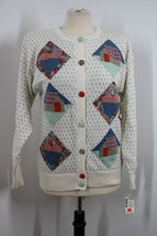 Vtg 90s NWT Susan Bristol S Applique Quilt Knit Cardigan Sweater - $60.80