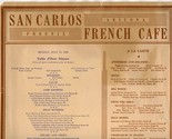 San Carlos French Cafe Menu Phoenix Arizona 1938 Max Vanderbilt Haunted ... - £68.53 GBP