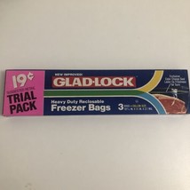 Vintage Glad Lock Heavy Duty Reclosable Freezer Bags Trial Pack of 3 Mov... - $9.89