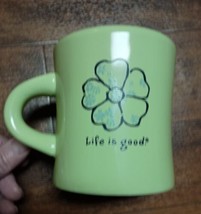 Life is Good Coffee Mug Do What You Like flower  Pale Green Heavy 4&quot; - £13.91 GBP