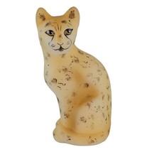 Fenton Opal Satin Leopard Hand Painted Stylized Cat Figurine Glass - $79.99