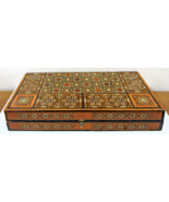 Vintage Syrian Backgammon Board Handcrafted Marquetry Wooden 20&quot; Game Board - $197.01