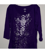 St. John&#39;s Bay Purple Blouse with Silver Pattern - $180.34 MXN