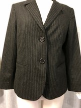 Lafayette 148 New York Women&#39;s Gray Wool Pinstriped Blazer Size 12 - £92.78 GBP