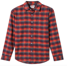 Red Flannel Plaid Casual Button Down Shirt Long Sleeve Reg Fit Mens Sz X... - $19.45