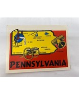 VINTAGE PENNSYLVANIA STATE SOUVENIR LUGGAGE TRAVEL WATER TRANSFER DECAL ... - $13.83 CAD