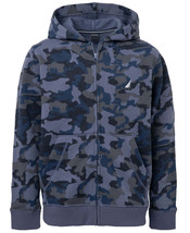 Nautica Big Boys Full Zip Camo Print Fleece Hoodie – Blue Camo, Size Medium - $27.56