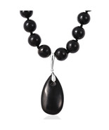 287 ctw Shungite Enhancer Pear Pendant on Beaded Necklace 18 Inch with S... - £84.93 GBP