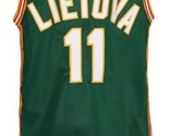 Arvydas sabonis  11 lietuva lithuania custom basketball jersey green   1 thumb155 crop