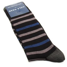 Cole Haan Men&#39;s Rugby Stripe Bamboo Dress Socks Black Multicolor One Size - £9.96 GBP