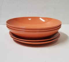 5 Orange Melamine Dishes Shallow Bowls Salad Plates Vintage Oneida Ware - $9.00