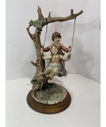 Vintage Capodimonte Boy Girl On Swing Tree Figurine Bruno Merlo Italy ‘8... - $67.68 CAD