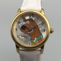 Vtg Armitron Scooby-Doo Watch Women 26mm Gold Tone White Band New Battery 1998 - £23.48 GBP
