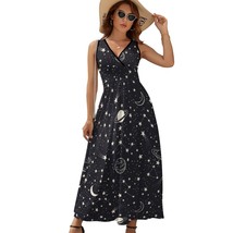 Mondxflaur White Stars Summer Dresses for Women V-neck Sleeveless Long Dress - £28.66 GBP+