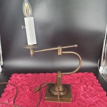 Vintage Brass Swivel Table Lamp 12&quot; Tall 12&quot; Wide 5x5 Base Works Very Heavy  - £30.29 GBP