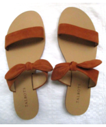 Talbots Tan Suede Genuine Leather Flat Sandals with Bow 9 MED BRAZIL New... - £20.92 GBP