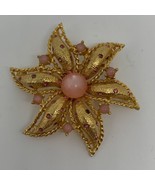 Vintage Signed Jeanne STARFISH Pink Plastic Beads &amp; Rhinestones Brooch G... - £29.77 GBP