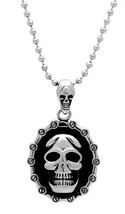Men&#39;s Vintage Gothic Head Skull Stainless Steel Bead Ball Chain Necklace 18&quot; - £46.19 GBP