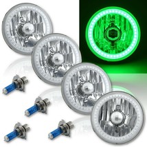 5-3/4 SMD Green LED Angel Eye Halo Crystal Clear Headlight Halogen Bulb Set of 4 - £160.32 GBP