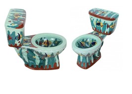Mexican Talavera Ceramic Toilet Hand Painted  - Oceano Capri - - $22,462.85 MXN