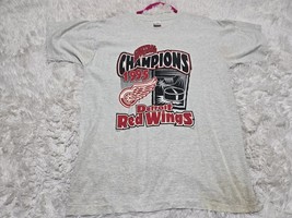 1995 Detroit Red Wings Central Division Champions L Shirt Distressed Gray VTG - $7.70