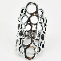 Bohemian Inspired Silver Tone Geometric Connected Washer Circles Statement Ring - £4.78 GBP