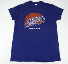 Vintage 70s 1978 Hanes XL Crested Butte Colorado T-Shirt Blue USA Skiing... - $28.45