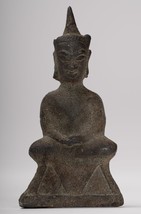 Ancien Thai Style Assis Bronze Ayutthaya Méditation Statue de Bouddha - 9cm/4 &quot; - £173.58 GBP