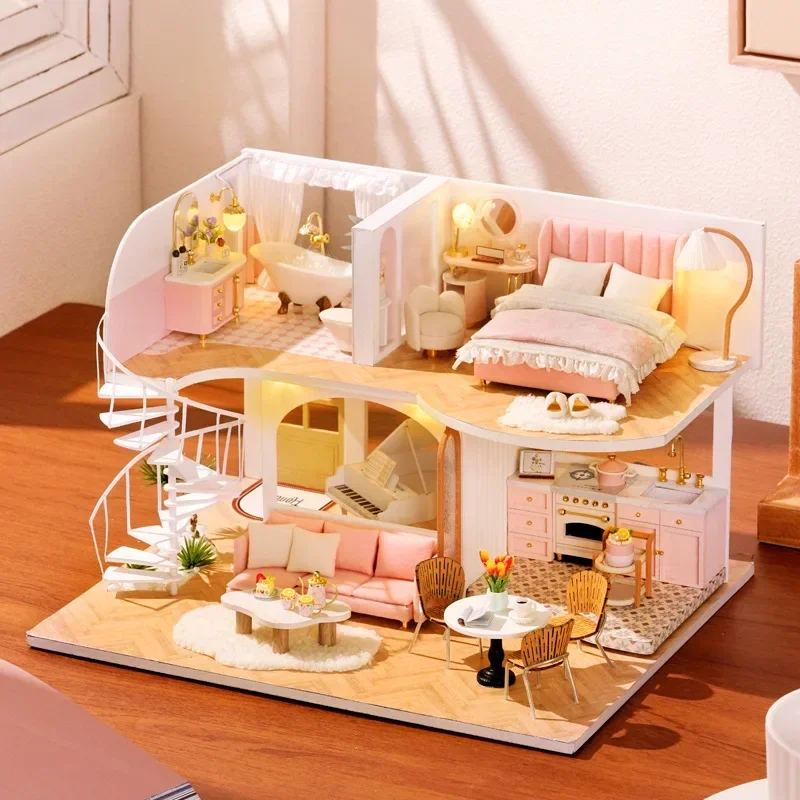 Doll House Kit 3D Wooden Mini Doll House Assembly Building with Furniture Kit - £24.48 GBP+