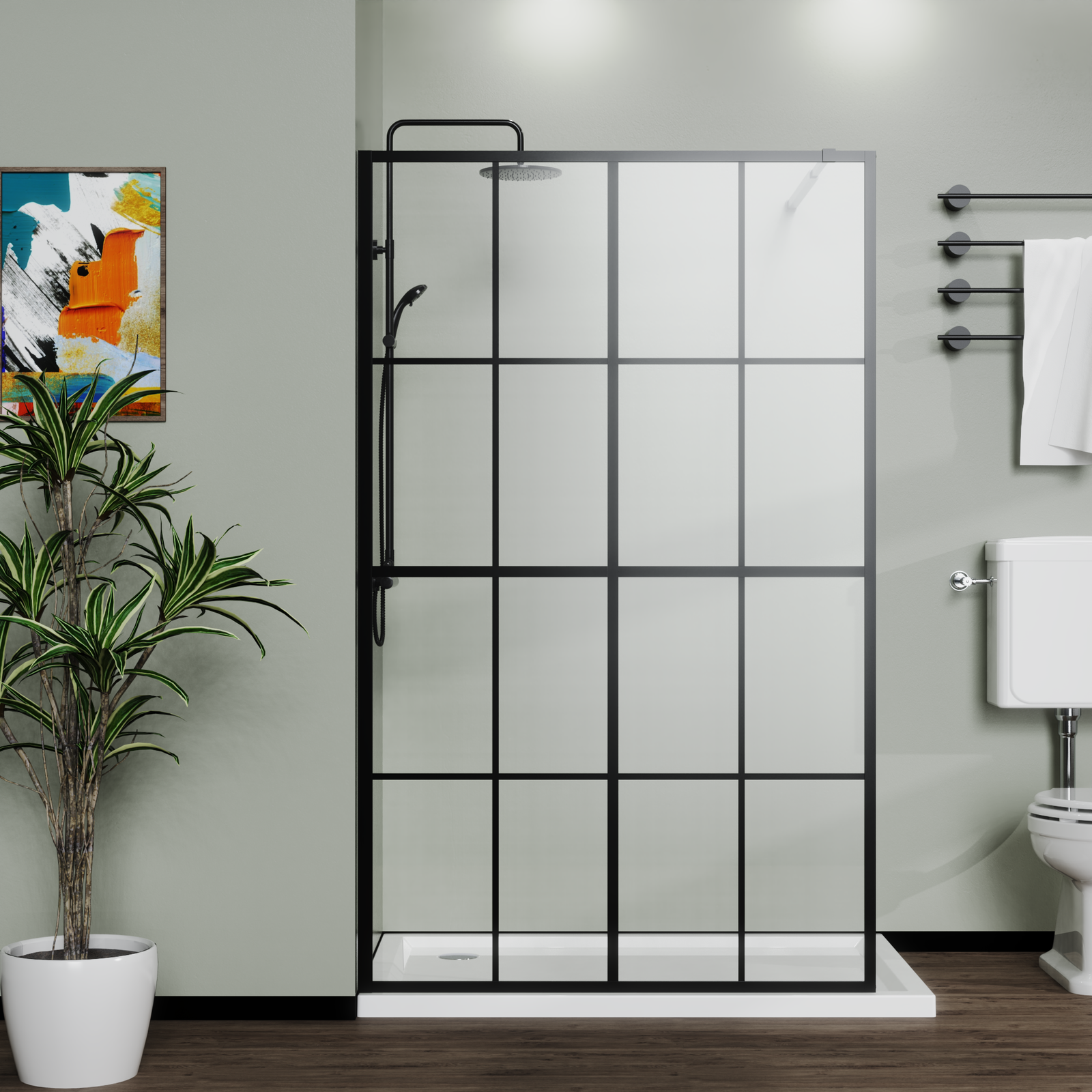Goodyo 46x72&quot; Black Walk-In Shower Screen - $276.99