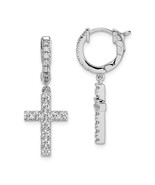 Sterling Silver Cubic Zirconia Cross Dangle Hoop Earrings - $212.42 CAD