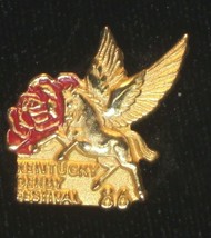 1986 - Kentucky Derby Festival &quot;Gold Filled&quot; Pin with Red Rose in MINT Condition - £235.09 GBP