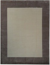 8x10 Cream Brown Striped New Ivory Modern Wool &amp; Silk Handmade Rug - £1,204.26 GBP