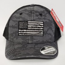 Justin Camo Snapback Hat Grey and Black Flag Logo Cap Mesh Trucker NWT  - £20.56 GBP