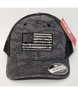 Justin Camo Snapback Hat Grey and Black Flag Logo Cap Mesh Trucker NWT  - £20.54 GBP