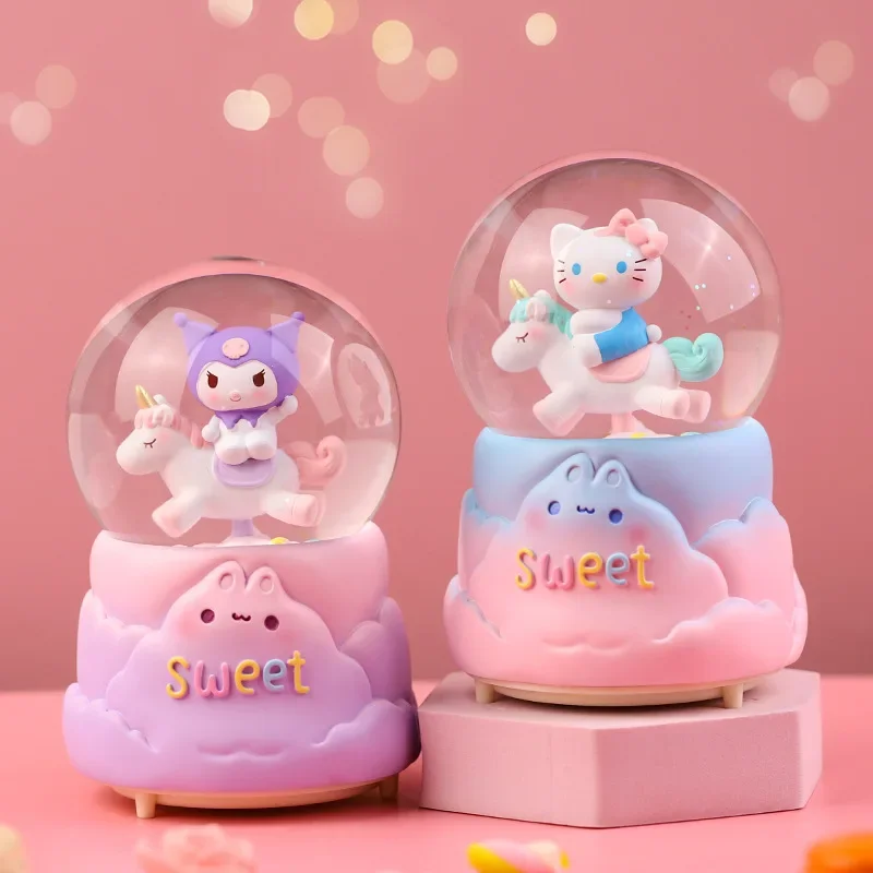 Hello Kitty Kuromi Sanrio anime cartoon cute crystal ball music box creative - £17.64 GBP
