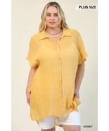 Solid Button Down Loose Fit Long Shirts With Side Slits - $39.00