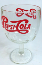 Pepsi-Cola Root Beer Float Stemmed Thumbprint Glass Goblet Red Graphics Vintage - £14.33 GBP