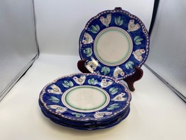 Set of 4 Vietri Italian Pottery CAMPAGNA CHICKEN Blue &amp; Red Dinner Plates - $299.99