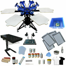 Updated 6 Color 6 Station Screen Printing Kit Flash Dryer&amp;UV Exposure DIY Supply - £1,485.84 GBP