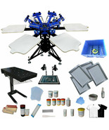 Updated 6 Color 6 Station Screen Printing Kit Flash Dryer&amp;UV Exposure DI... - $1,852.79