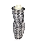 Snake Print Weston Black White Sheath Dress M Scuba Isela Cap Sleeve $158 - $32.62